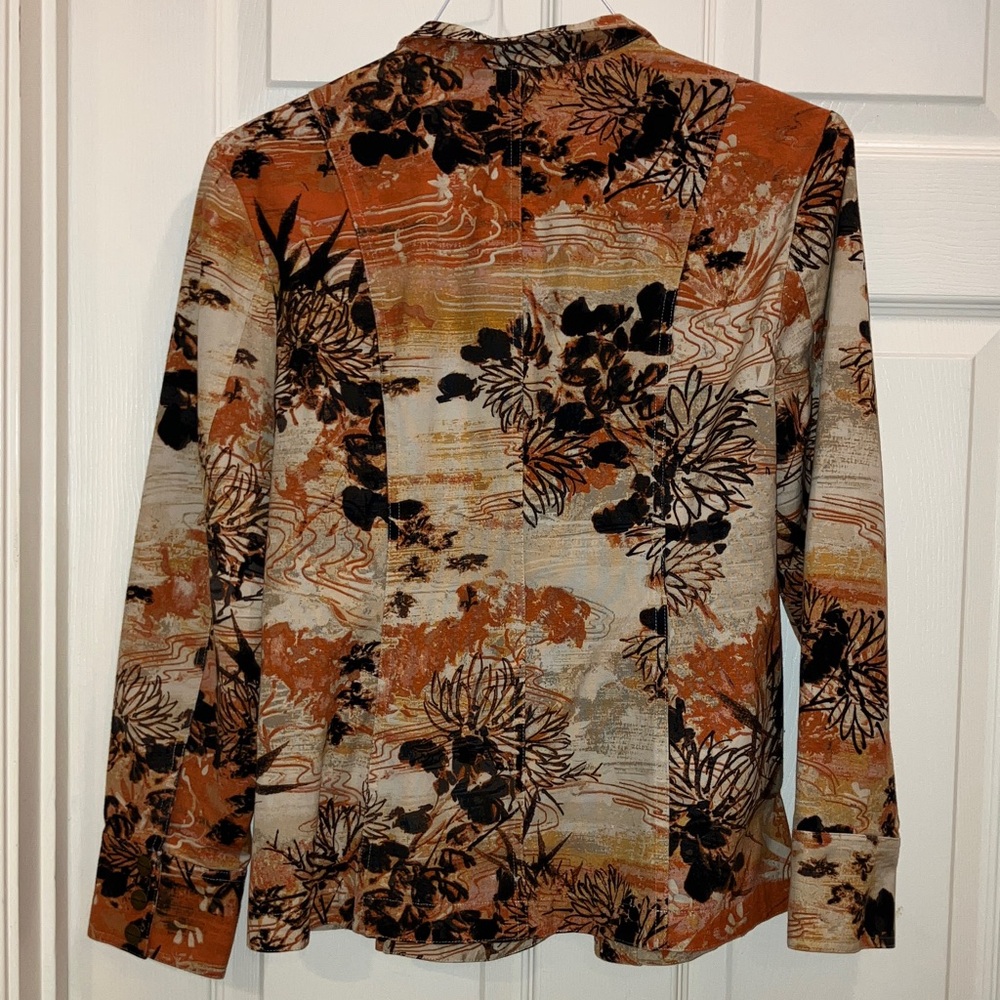 Coldwater Creek Women’s Blazer Jacket Autumn Floral Print 100% Cotton Button - Picture 2 of 6